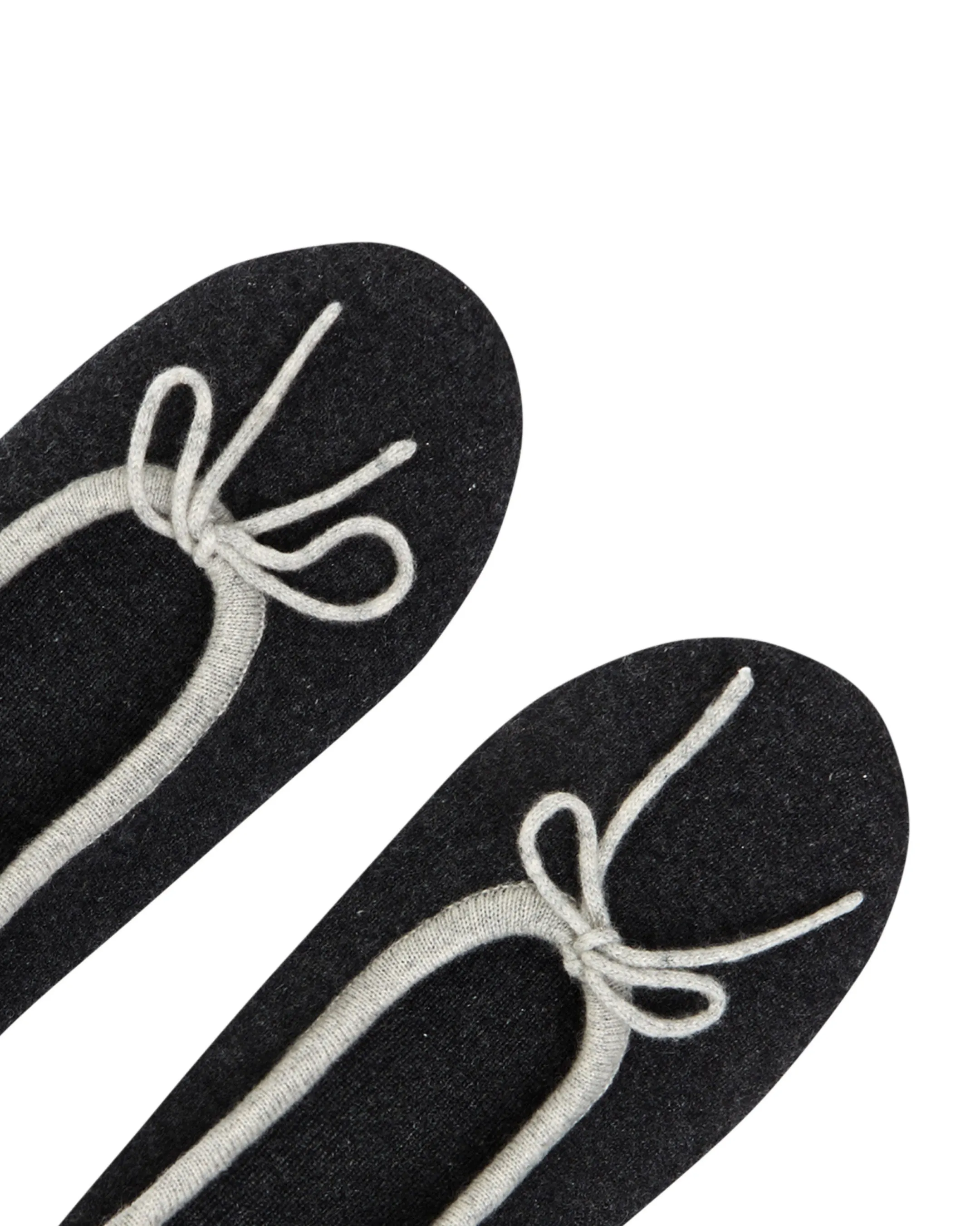 Women's Contrast Trim Cashmere Slippers Dark Charcoal Grey